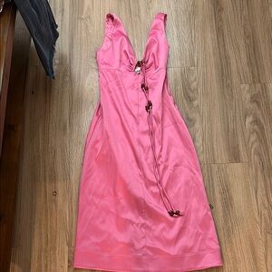 Pink Sleeveless Dress with Beaded Accents